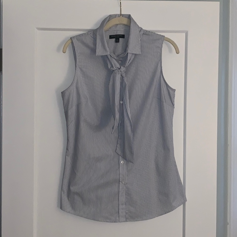 Striped Sleeveless Button Down